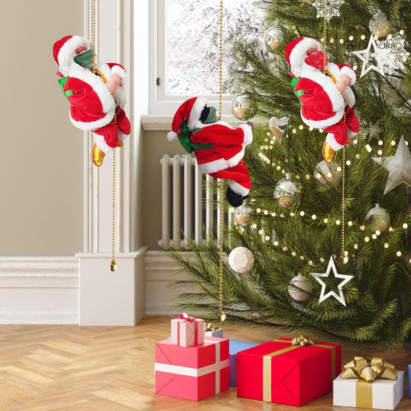 woobles Electric Santa Claus Toy, Christmas Decoration with Music for Christmas Tree, Tree Hanging Decorations,Electric Climbing Santa on Ladder, Santa Claus Climbing Ladder Doll (#6) - Image 3