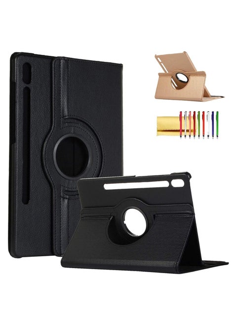 Smart Cover for Samsung Galaxy Tab S7 Plus 2020, Techcircle Slim Folio Rotating Stand Case with Auto Wake/Sleep Magnetic Flip PU Leather Case