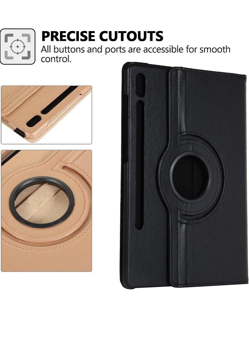 Smart Cover for Samsung Galaxy Tab S7 Plus 2020, Techcircle Slim Folio Rotating Stand Case with Auto Wake/Sleep Magnetic Flip PU Leather Case