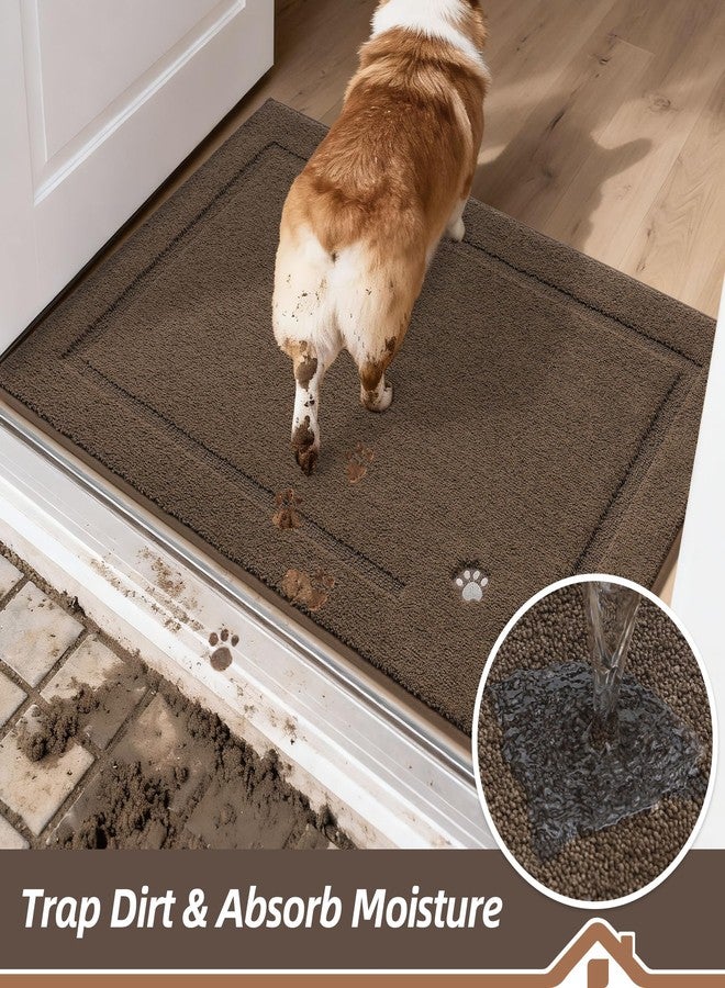 BEQHAUSE Dog Door Mat for Mud Paws Dirt Trapper Doormat Non-Slip Entryway Rugs Absorbent Welcome Mat Washable Indoor Floor Mat Low-Profile for Front Door, 32" x 48", Brown - Image 3
