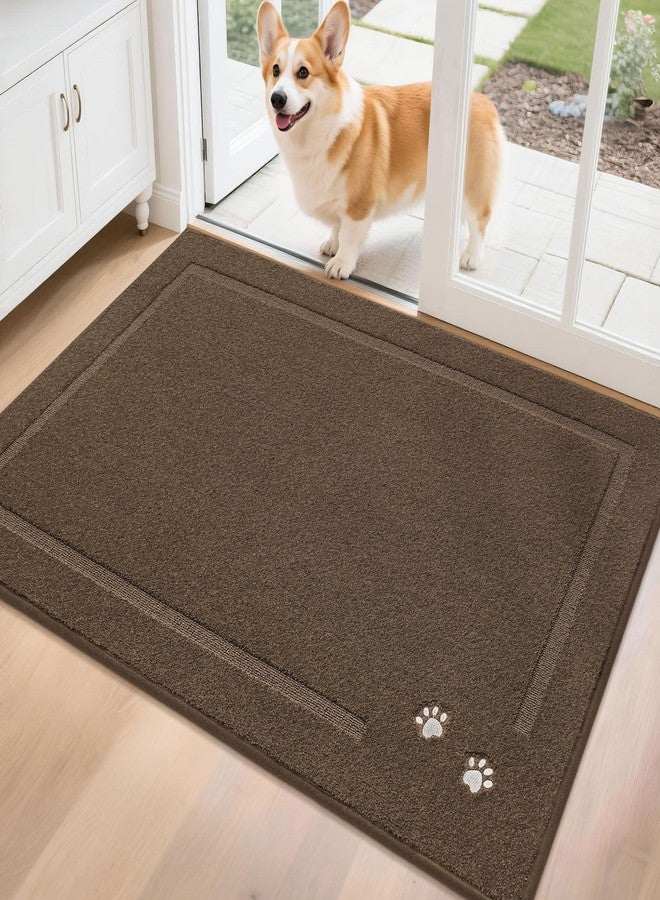 BEQHAUSE Dog Door Mat for Mud Paws Dirt Trapper Doormat Non-Slip Entryway Rugs Absorbent Welcome Mat Washable Indoor Floor Mat Low-Profile for Front Door, 32" x 48", Brown - Image 1