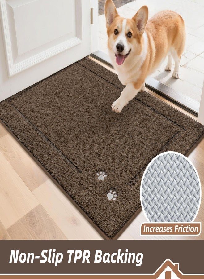 BEQHAUSE Dog Door Mat for Mud Paws Dirt Trapper Doormat Non-Slip Entryway Rugs Absorbent Welcome Mat Washable Indoor Floor Mat Low-Profile for Front Door, 32" x 48", Brown - Image 4
