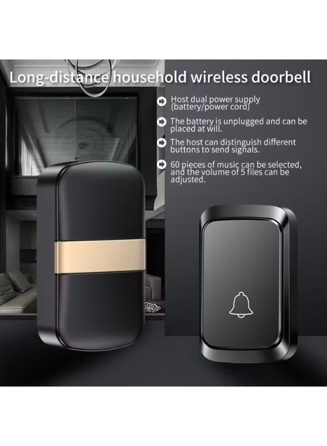 SRUN Digital DC Wireless Doorbell A96-DC Waterproof Transmitter & Receiver Kit with 60 Melodies 5-Volume Levels 300M Range - Image 2