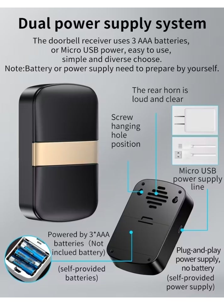SRUN Digital DC Wireless Doorbell A96-DC Waterproof Transmitter & Receiver Kit with 60 Melodies 5-Volume Levels 300M Range - Image 5