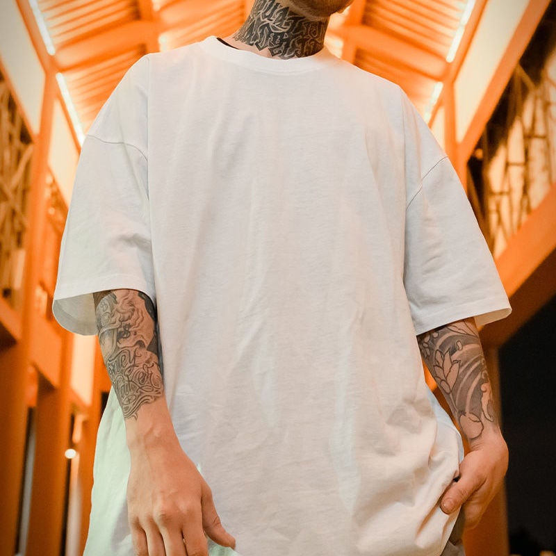 National Trendy T-shirt Short-sleeved Men's Summer Loose Trendy Brand Plus Size Plus Size Fat Men's Hip-hop Half-sleeved European and American Trendy Men's Wear - Image 1
