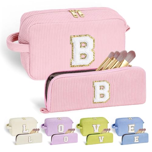 YOOLIFE Birthday Gifts for Women, 7 8 9 10 11 12 13 14 15 Year Old Girl Birthday Gift Bridesmaid Proposal Gifts Girls Pink Makeup Bag Personalized Gifts for Women Cute Make Up Bag Cosmetic Bag Pink B - Image 1