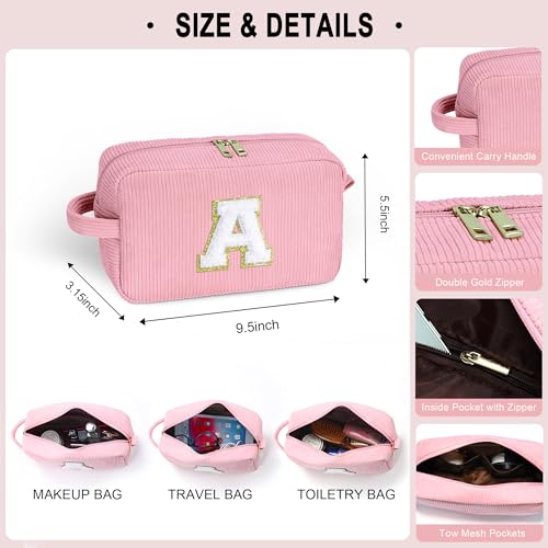 YOOLIFE Birthday Gifts for Women, 7 8 9 10 11 12 13 14 15 Year Old Girl Birthday Gift Bridesmaid Proposal Gifts Girls Pink Makeup Bag Personalized Gifts for Women Cute Make Up Bag Cosmetic Bag Pink B - Image 2