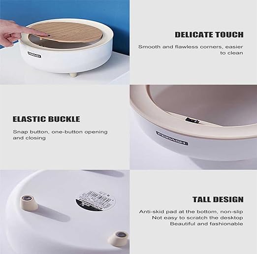 RELEMTRA RELEMTRA Plastic Bins Bathroom Trashcan Desktop Trash Can Press Type Waste Bin Plastic Mini Wastebasket Trash Can Tiny Trash Cans Desk Rubbish Bins for Office Home Bathroom Trashcan Mini Desk - Image 2