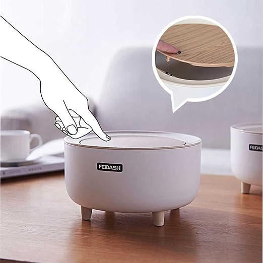 RELEMTRA RELEMTRA Plastic Bins Bathroom Trashcan Desktop Trash Can Press Type Waste Bin Plastic Mini Wastebasket Trash Can Tiny Trash Cans Desk Rubbish Bins for Office Home Bathroom Trashcan Mini Desk - Image 3