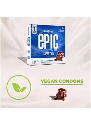 Epic Desire Silk Chocolate Flavour Super Thin Lubricated Latex Condom