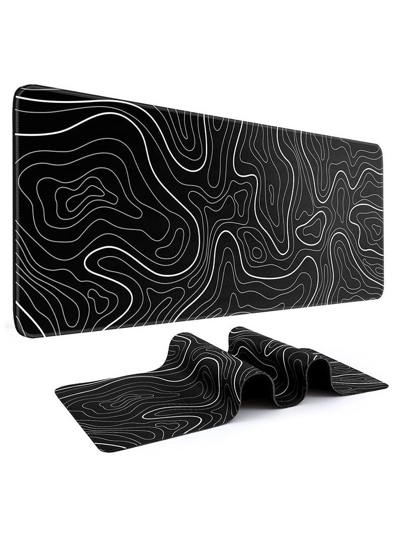 شايدكس لوحة ماوس كبيرة للألعاب (800×300×2 مم) - لوحة مكتب كبيرة الحجم بحواف مخيطة، وقاعدة مطاطية مانعة للانزلاق، وتصميم خريطة طبوغرافية - لوحة لوحة مفاتيح وماوس (أسود) - Image 1