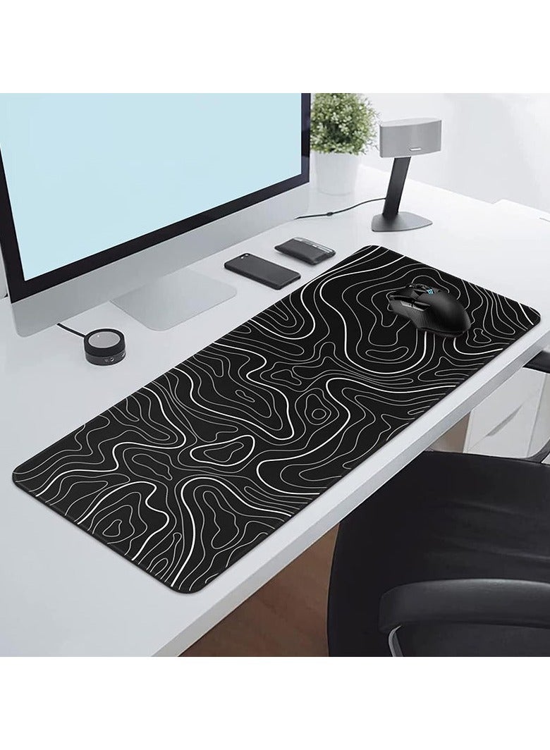 شايدكس لوحة ماوس كبيرة للألعاب (800×300×2 مم) - لوحة مكتب كبيرة الحجم بحواف مخيطة، وقاعدة مطاطية مانعة للانزلاق، وتصميم خريطة طبوغرافية - لوحة لوحة مفاتيح وماوس (أسود) - Image 5