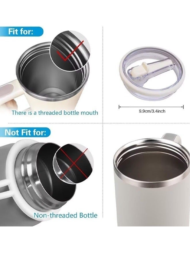 عبوة من قطعتين من أغطية أكواب قابلة للطي سعة 40 أونصة، مناسبة لأكواب ستانلي كوينشر المقاومة للانسكاب والرذاذ، غطاء أكواب قابل لإعادة الاستخدام لأكواب ستانلي، أبيض/أرجواني - Image 3