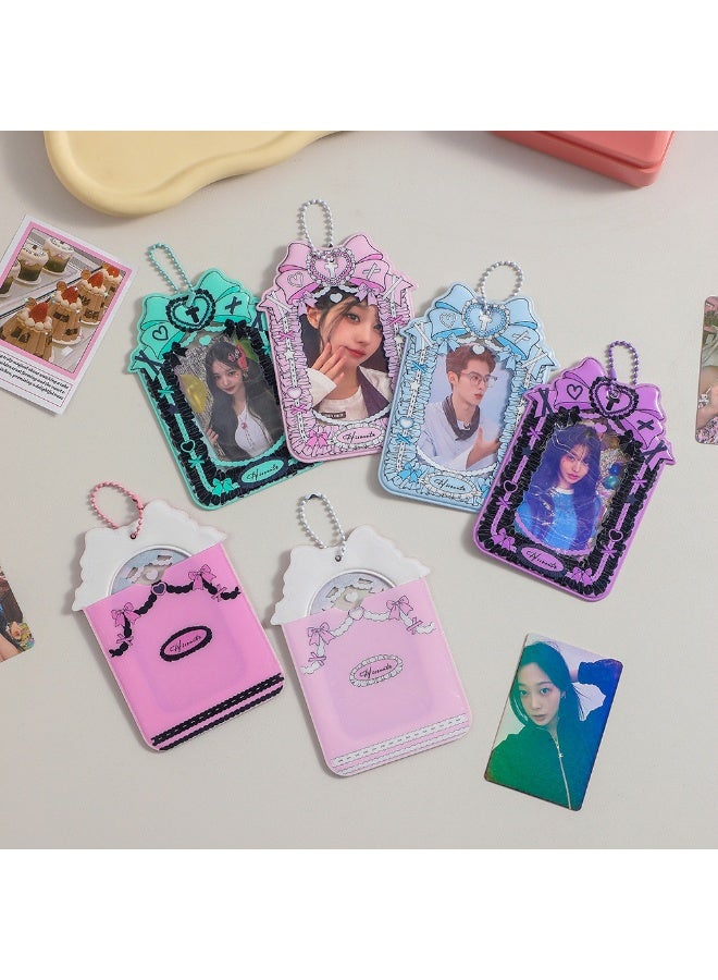 NIBEMINENT 1 - Piece PVC Transparent Kpop Photo Card Holder Pendant Key Chain ID Badge Holder ID Card Holder Photo Card Protector for School ID Office ID Access Card for Women Girls - Image 3