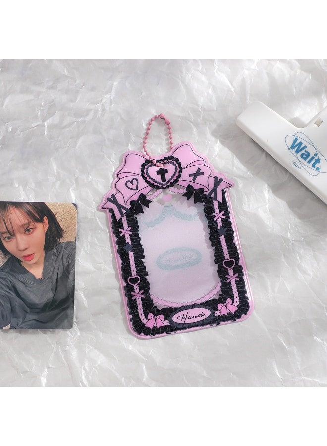 NIBEMINENT 1 - Piece PVC Transparent Kpop Photo Card Holder Pendant Key Chain ID Badge Holder ID Card Holder Photo Card Protector for School ID Office ID Access Card for Women Girls - Image 1