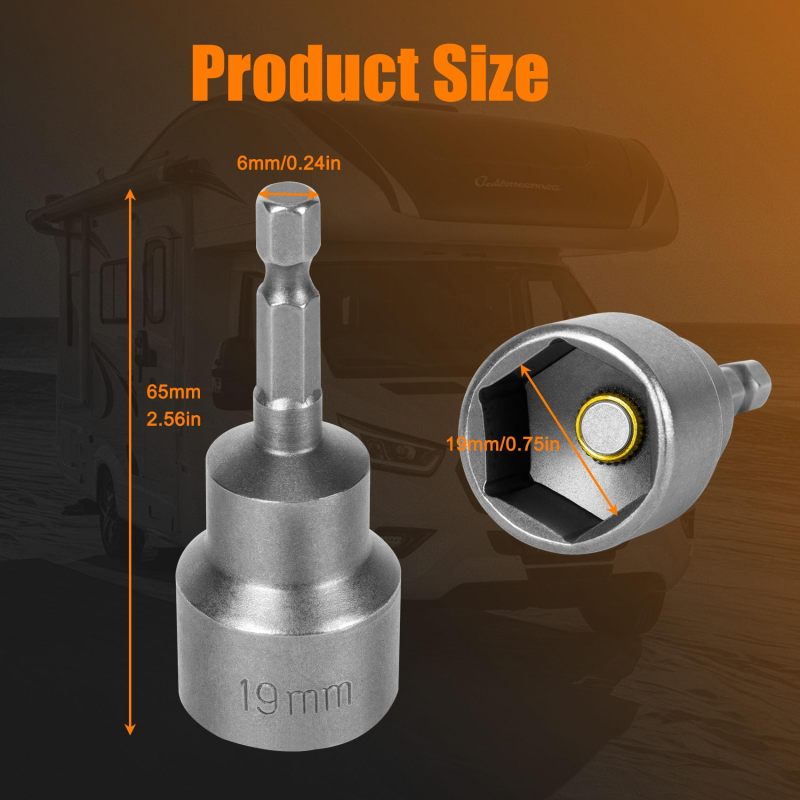 Drill Adapter 19mm Hex Shank Socket Adapter - Quick Connect Power Nut Driver for RV Leveling Jack Tool - Image 2
