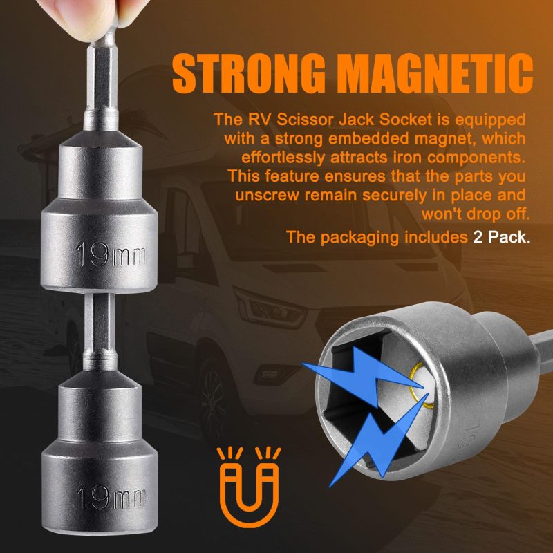 Drill Adapter 19mm Hex Shank Socket Adapter - Quick Connect Power Nut Driver for RV Leveling Jack Tool - Image 4
