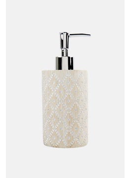 AMG Ceramic Dotted Lattice Soap Dispenser, Beige  - Image 1