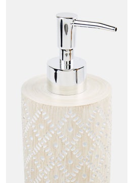 AMG Ceramic Dotted Lattice Soap Dispenser, Beige  - Image 2