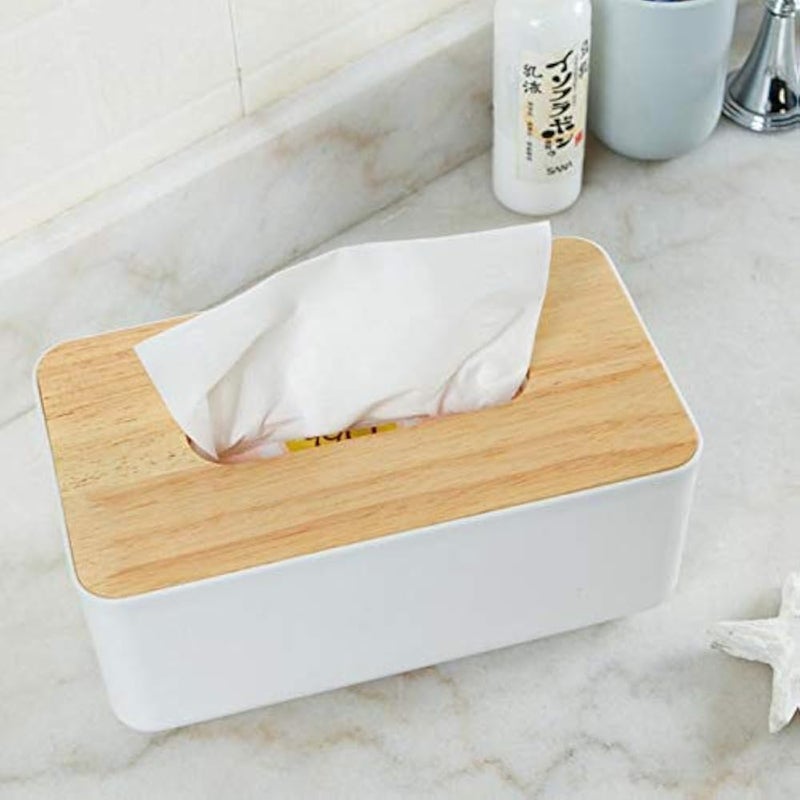 Multifunction Tissue Box Cover with Storage Caddy, White Desktop Organizer for Home & Office, Holder for Remote Controls, Phone, & Makeup, Modern Napkin Dispenser with Supply Organizer - Image 4