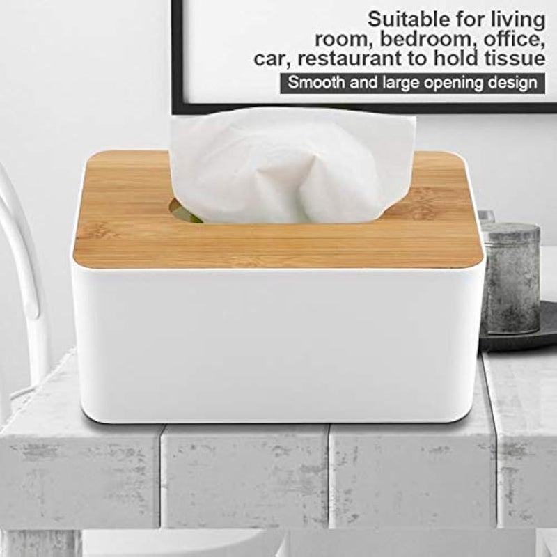 Multifunction Tissue Box Cover with Storage Caddy, White Desktop Organizer for Home & Office, Holder for Remote Controls, Phone, & Makeup, Modern Napkin Dispenser with Supply Organizer - Image 5