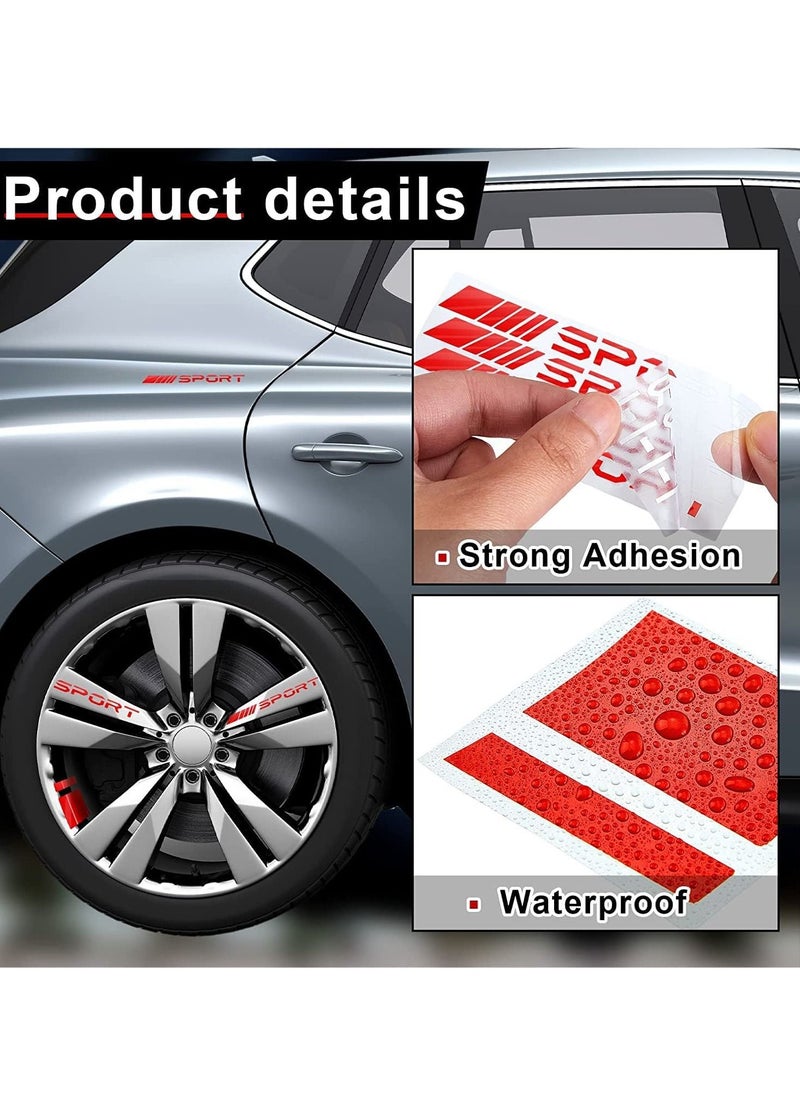 Excefore - Wheel Rim Decal Stripes Set Sport Emblem Reflective Stickers, Auto Racing Sport Logo Decals Waterproof Wheel Stripe Car Rim Stripes for 18-21 Inch Wheels Tire Rim Safety Decoration12 Pcs - Image 1