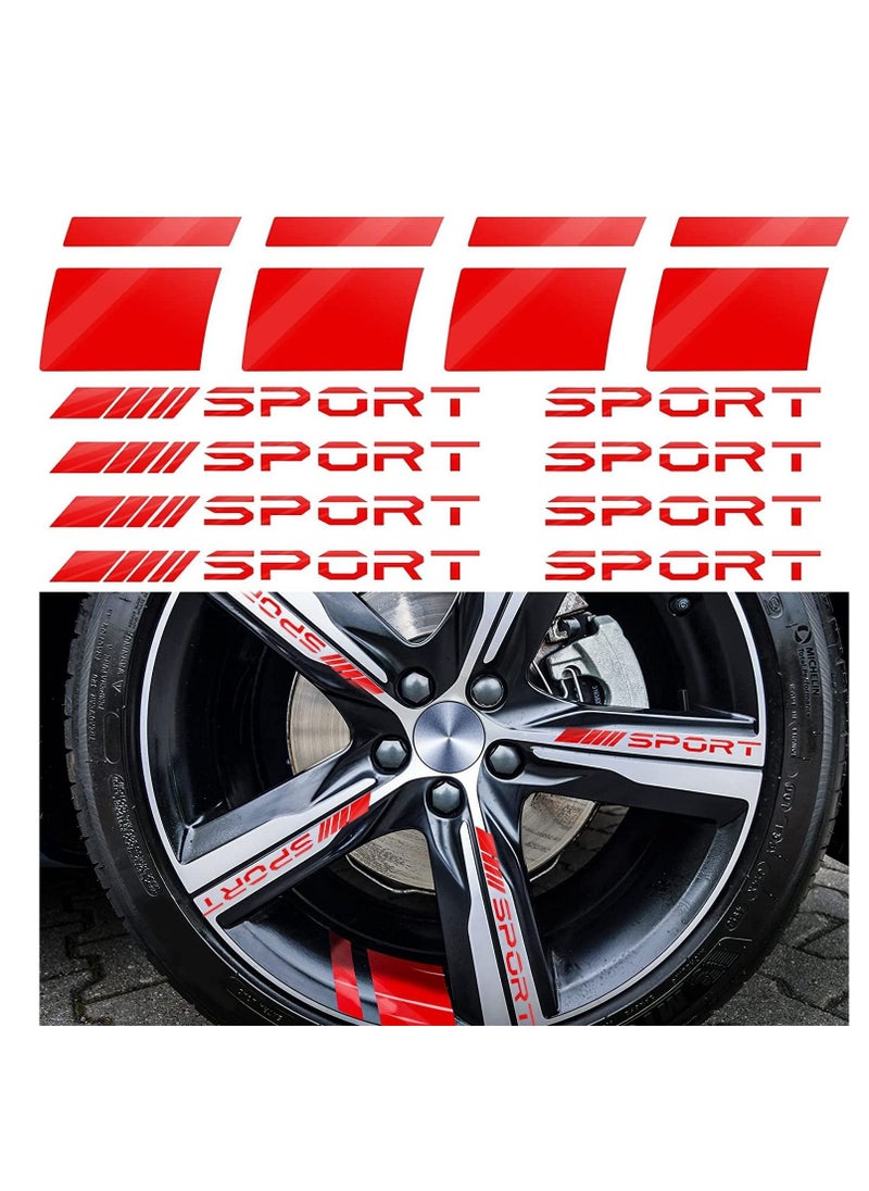 Excefore - Wheel Rim Decal Stripes Set Sport Emblem Reflective Stickers, Auto Racing Sport Logo Decals Waterproof Wheel Stripe Car Rim Stripes for 18-21 Inch Wheels Tire Rim Safety Decoration12 Pcs - Image 1