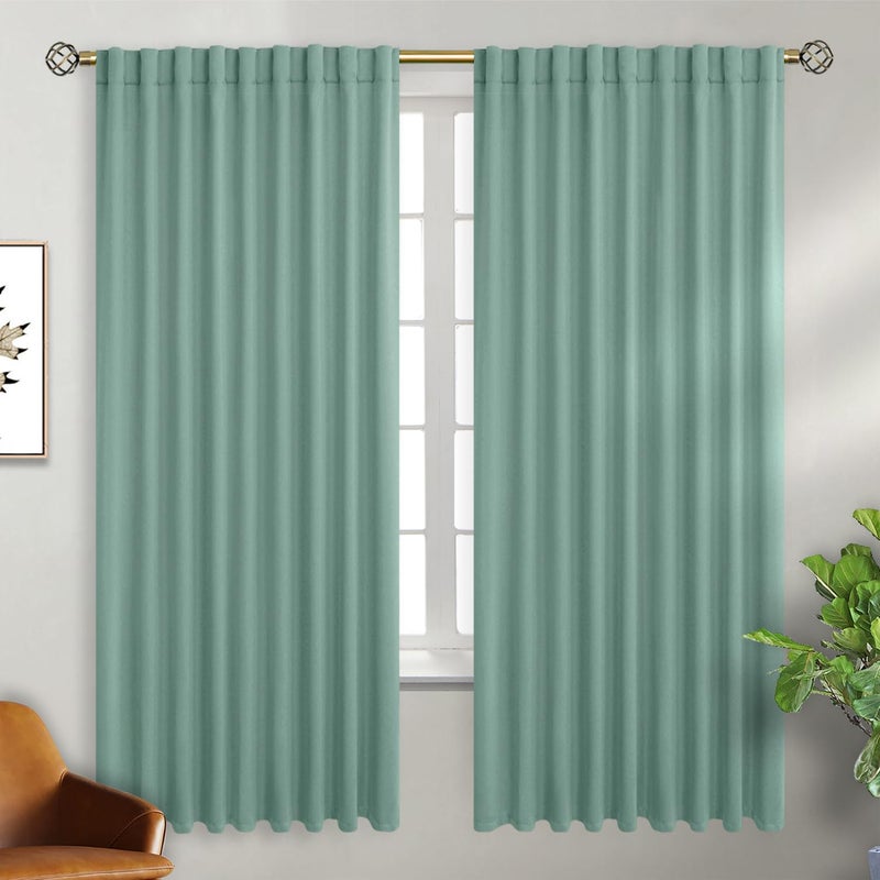 BGment الستائر العريضة العريضة الستائر 63 بوصة - قضيب الجيب وعلامة التبويب الخلفية الغرفة المعزولة الحرارية الستائر غامق لغرفة المعيش - Image 1