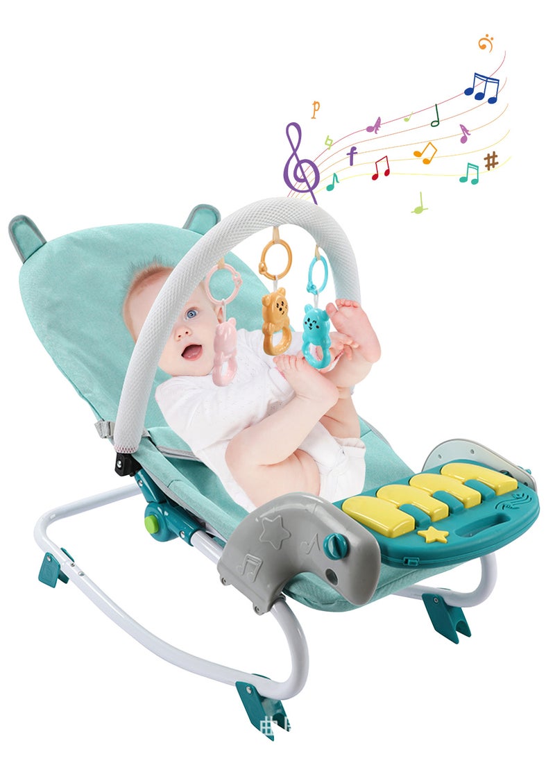 MaBaby Baby Rocker Bouncer, Adjustable And Portable Baby Rocking Chair, Can Lie And Sit, Baby Swing With Adjustable Music Panel  - Image 1