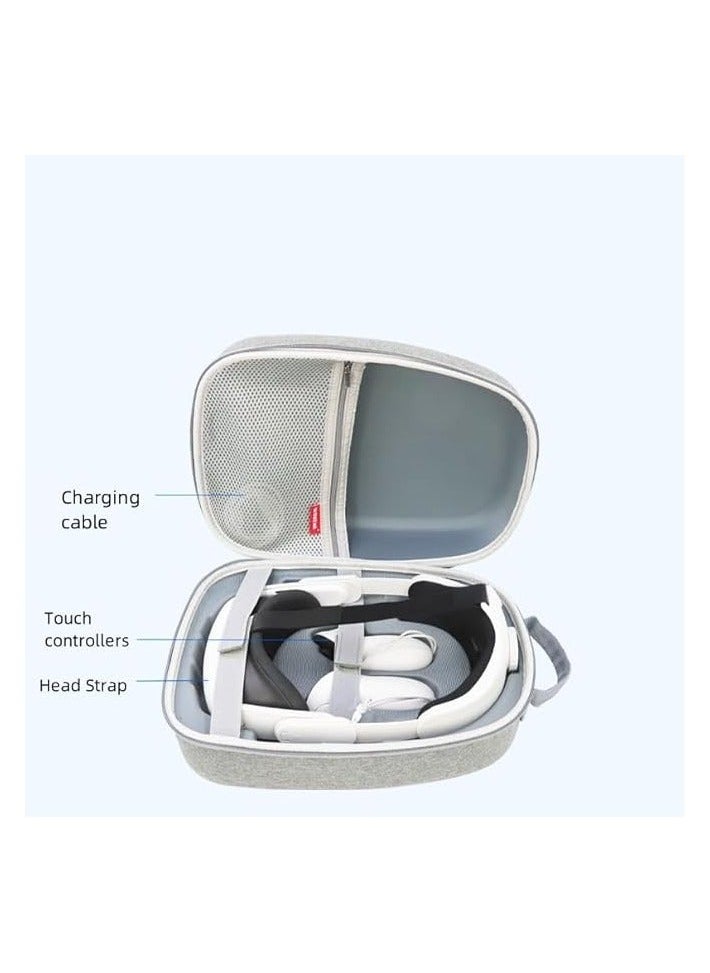 Raxoom Carrying Case for  Quest 3 VR Headset & Gaming Controller,  Quest 3 Carrying Case with Customized Storage Space, Waterproof Shockproof Portable Bag with Mesh Pocket for Accessories (gary)  - Image 2