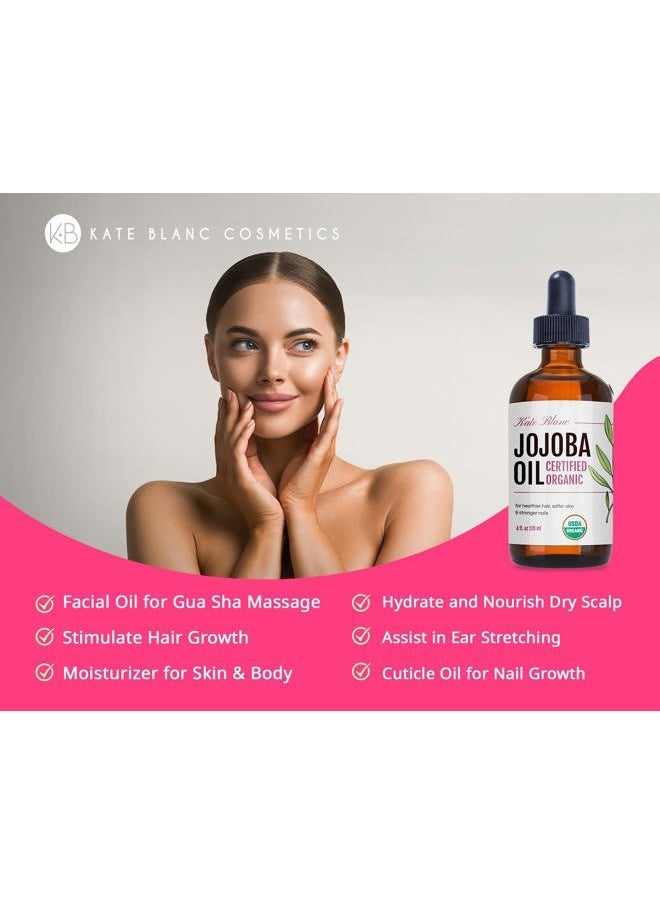 Kate Blanc Cosmetics - Jojoba Oil for Hair Growth, Face & Skin. Gua Sha Oil for Face Massage and Dermaplaning (4oz, Organic, 100% Pure, Natural) - Image 1