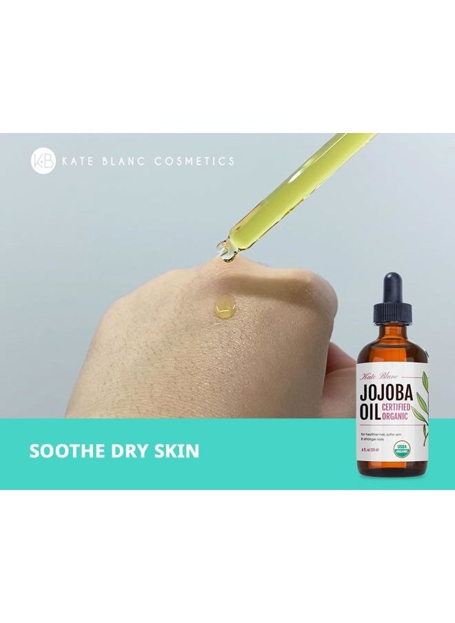 Kate Blanc Cosmetics - Jojoba Oil for Hair Growth, Face & Skin. Gua Sha Oil for Face Massage and Dermaplaning (4oz, Organic, 100% Pure, Natural) - Image 1