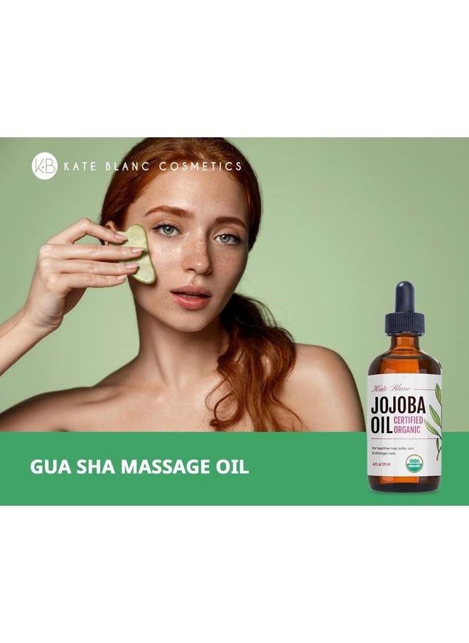 Kate Blanc Cosmetics - Jojoba Oil for Hair Growth, Face & Skin. Gua Sha Oil for Face Massage and Dermaplaning (4oz, Organic, 100% Pure, Natural) - Image 1