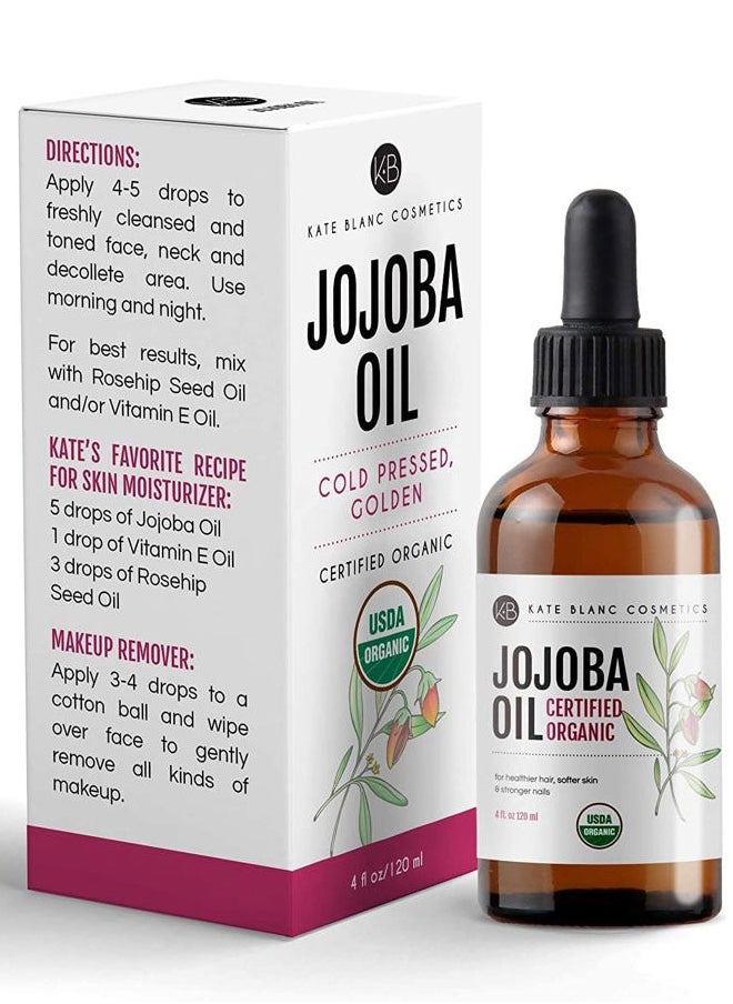 Kate Blanc Cosmetics - Jojoba Oil for Hair Growth, Face & Skin. Gua Sha Oil for Face Massage and Dermaplaning (4oz, Organic, 100% Pure, Natural) - Image 1