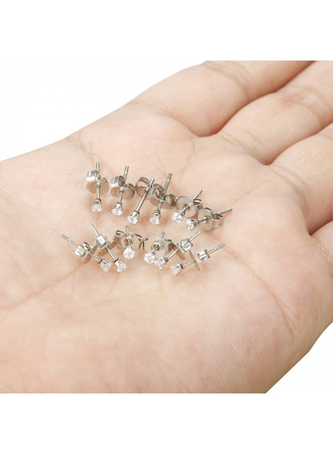 ORAZIO 6 Pairs Tiny 2mm Stainless Steel Stud Earrings For Mens Womens CZ Round Ball Cartilage Earrings Set,Silver Tone - Image 4