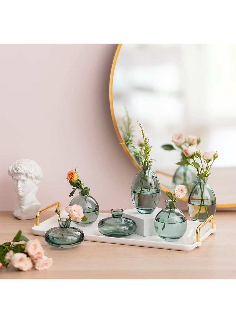 Hewory Glass Bud Vases Set of 12  Hewory Cute Green Small Vases Handmade  Mini Glass Flower Vase for Floral Arrangement  Tiny Centerpiece for Home Office Wedding Party Events Table Decor (Not Include Flower)  - Image 4