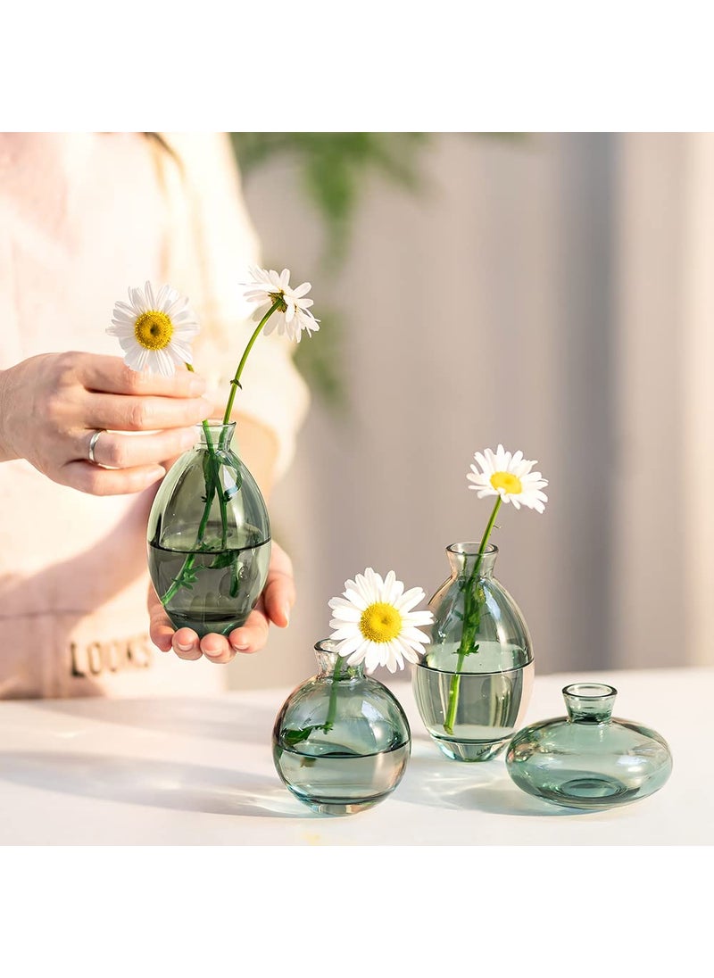 Hewory Glass Bud Vases Set of 12  Hewory Cute Green Small Vases Handmade  Mini Glass Flower Vase for Floral Arrangement  Tiny Centerpiece for Home Office Wedding Party Events Table Decor (Not Include Flower)  - Image 5