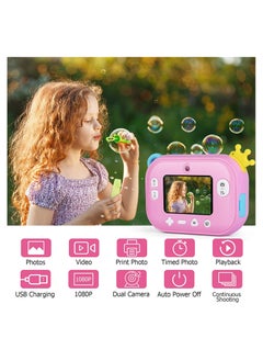 Cutie Cute Wifi Instant Print Camera With 32GB Memory Card Zero Ink Kids Camera with Print Paper Selfie Video Digital Camera With HD 1080P 2.4 Inch IPS Screen Learning Camera For Birthday Christmas  - Image 4