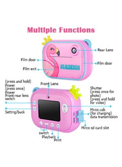 Cutie Cute Wifi Instant Print Camera With 32GB Memory Card Zero Ink Kids Camera with Print Paper Selfie Video Digital Camera With HD 1080P 2.4 Inch IPS Screen Learning Camera For Birthday Christmas  - Image 2