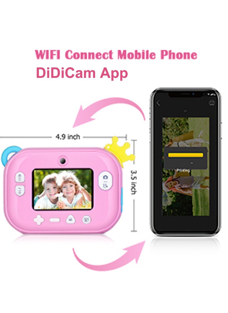 Cutie Cute - Wifi Instant Print Camera With 32GB Memory Card Zero Ink Kids Camera with Print Paper Selfie Video Digital Camera With HD 1080P 2.4 Inch IPS Screen Learning Camera For Birthday Christmas - Image 1
