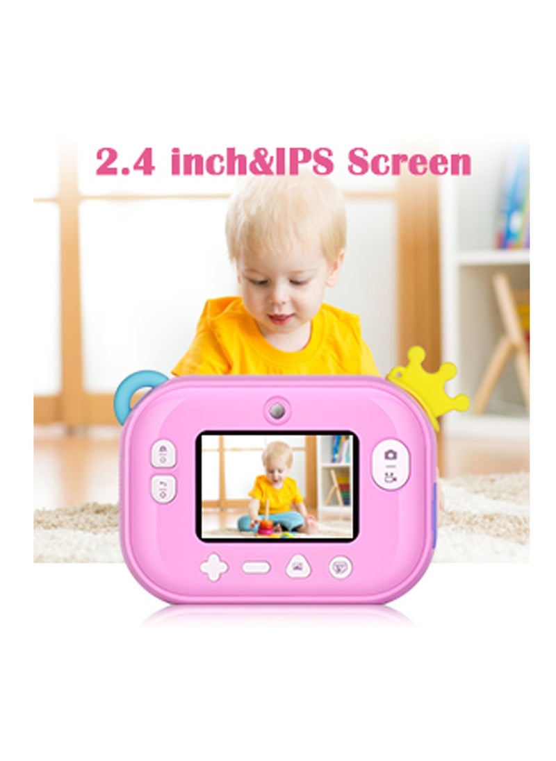 Cutie Cute - Wifi Instant Print Camera With 32GB Memory Card Zero Ink Kids Camera with Print Paper Selfie Video Digital Camera With HD 1080P 2.4 Inch IPS Screen Learning Camera For Birthday Christmas - Image 1