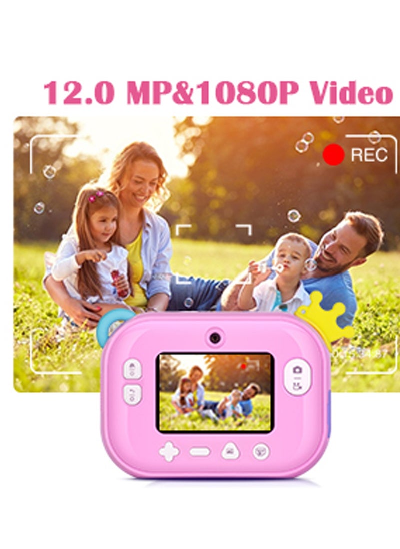 Cutie Cute - Wifi Instant Print Camera With 32GB Memory Card Zero Ink Kids Camera with Print Paper Selfie Video Digital Camera With HD 1080P 2.4 Inch IPS Screen Learning Camera For Birthday Christmas - Image 1
