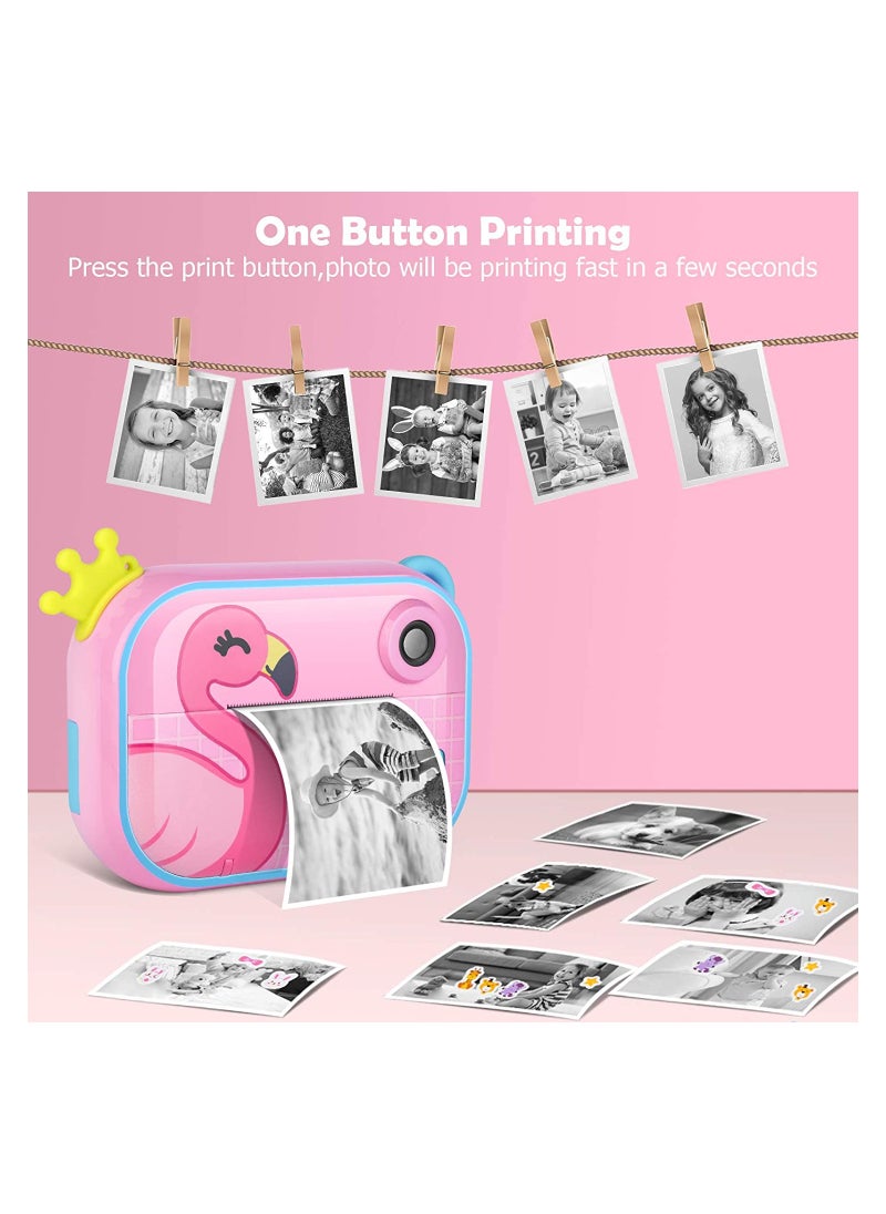Cutie Cute - Wifi Instant Print Camera With 32GB Memory Card Zero Ink Kids Camera with Print Paper Selfie Video Digital Camera With HD 1080P 2.4 Inch IPS Screen Learning Camera For Birthday Christmas - Image 1