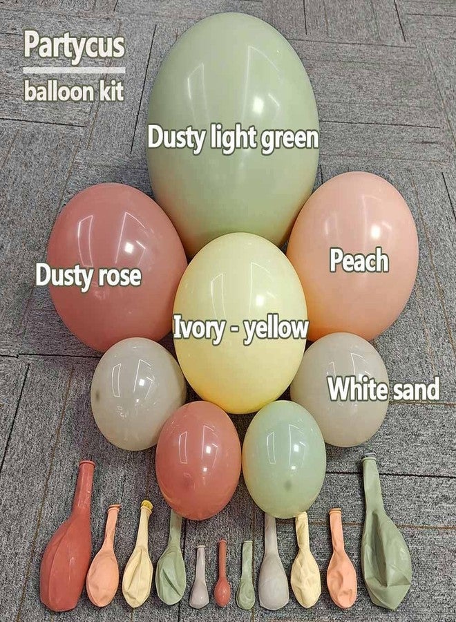 Partycus Dusty Green Pink Yellow Balloon Garland Double Stuffed Pastel Light Yellow Mist Green Peach Balloon Arch Kit Ivory White Sand Mauve Latex for Bear Baby Shower Birthday Wedding Flower Party Decoration - Image 3
