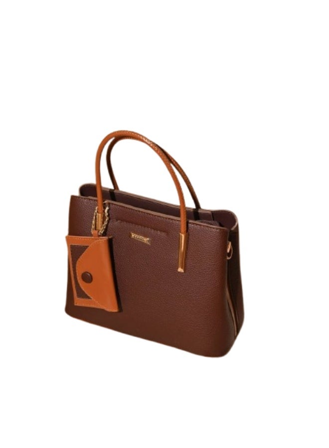 David Jones Elegant women's leather handbag in brown with a leather handle and strap. - Image 1