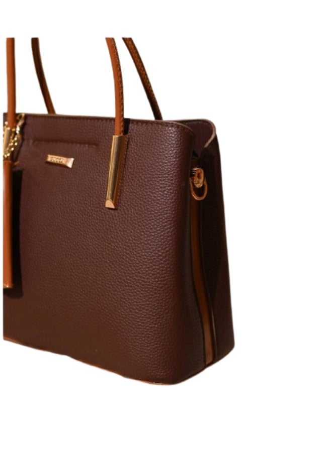 David Jones Elegant women's leather handbag in brown with a leather handle and strap. - Image 2
