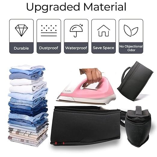 ARYAVART Portable Iron Storage Case Travel Iron Bag with Handle Dustproof Zipper Closure Black Protective Cover Black Iron Storage Tote Bag with Handle - Image 5