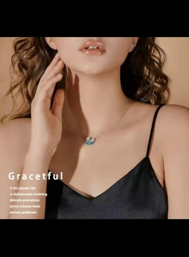 Studded Iconic Swan Pendant Necklace - Image 2