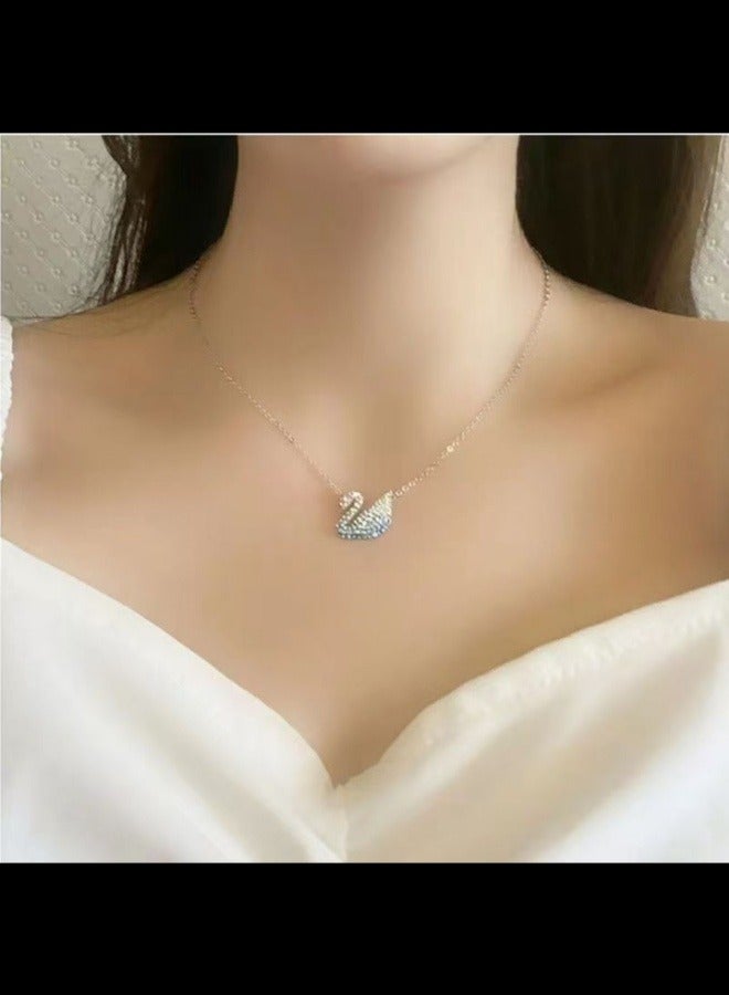 Studded Iconic Swan Pendant Necklace - Image 3