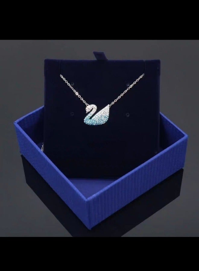 Studded Iconic Swan Pendant Necklace - Image 4